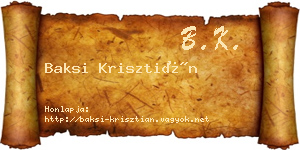 Baksi Krisztián névjegykártya